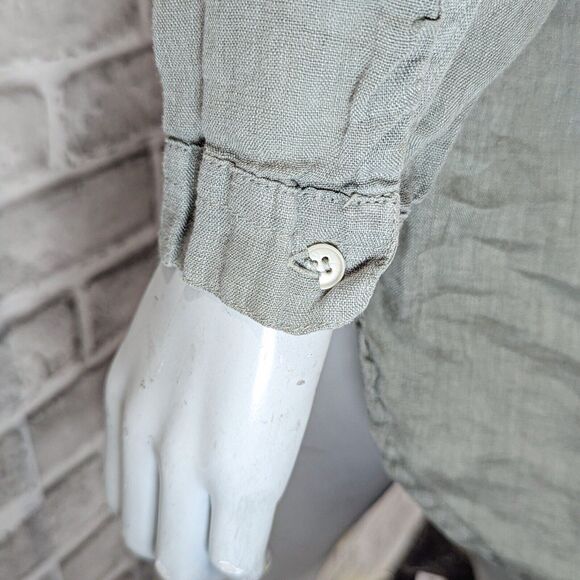 CP SHADES Women's 100% Linen Teton Tunic Blouse sage green size Small USA Made - Picture 7 of 11